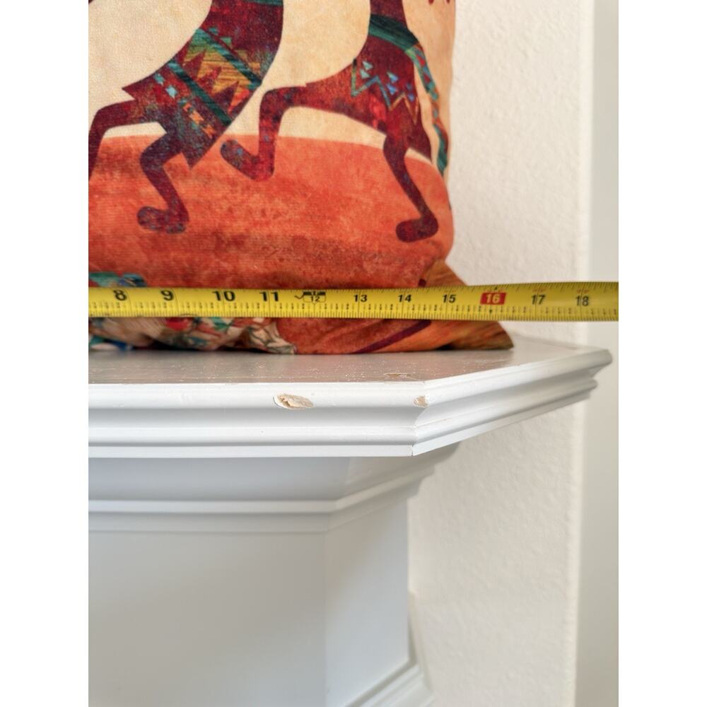 Southwestern Kokopelli Square Throw Pillow 16x16 Soft Fabric Double-Sided 16” - Picture 10 of 10